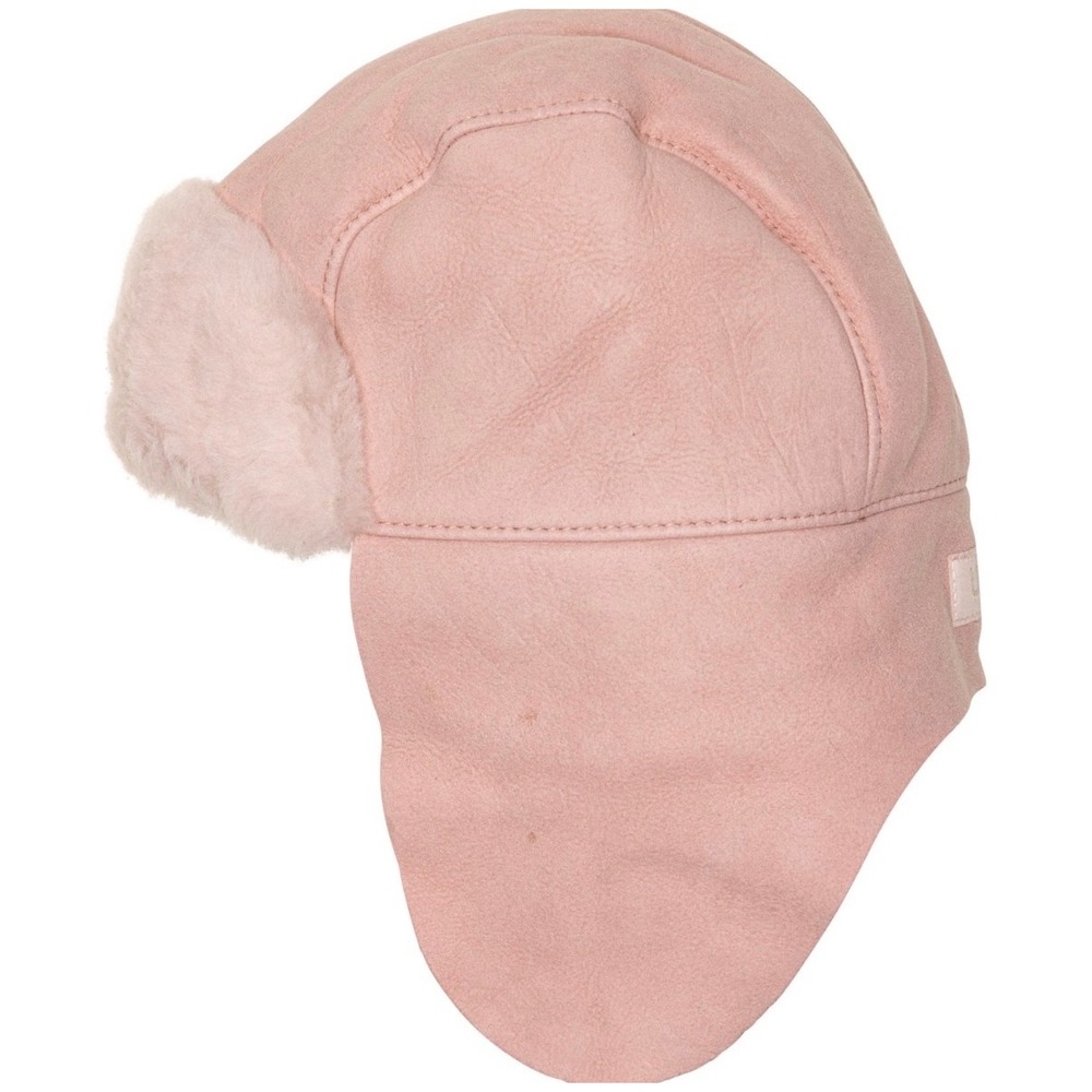 UGG Kids K Shearling Trapper Hat‎ Pink Cloud Sheepskin Suede 2-4YR 17397 NEW